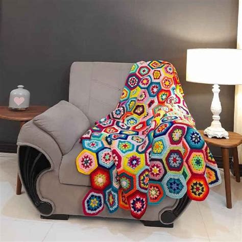 Crochet Throw for Sofa and Bed Checkered Bohemian Dorna - ShopiPersia