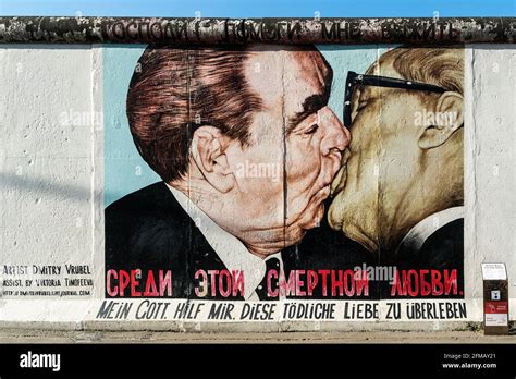 Berlin East Side Gallery On The Former Berlin Wall Brotherly Kiss