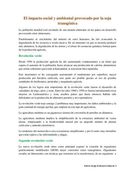 Pdf El Impacto Social Y Ambiental Provocado Por La Soja Transgenica