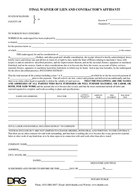 Fillable Online FINAL WAIVER OF LIEN AND CONTRACTOR S AFFIDAVIT Fax