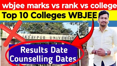 Wbjee Marks Vs Rank Vs College WBJEE Result Date 2024 Wbjee