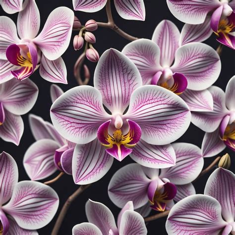 Premium AI Image | a purple and white orchid with a yellow center.