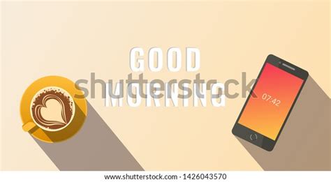 Good Morning Card Design Cup Coffee Stock Vector Royalty Free