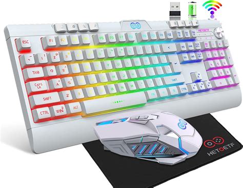 Wireless Gaming Keyboard And Mouse Combo With Rainbow Led Backlit Rechargeable