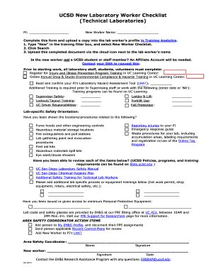 Fillable Online Blink Ucsd Newworkerchecklist Doc Fax Email Print