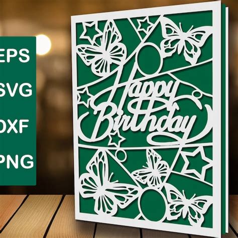 Happy Birthday Card Svg Digital Cut File Silhouette Cameo And Etsy