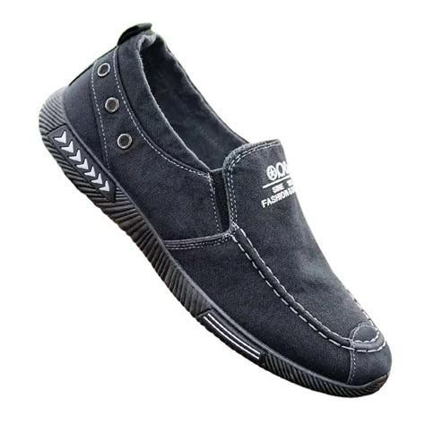 Erkekler Casual Flats Ayakkab Denim Tuval Slip On Mens Rahat Ayakkab