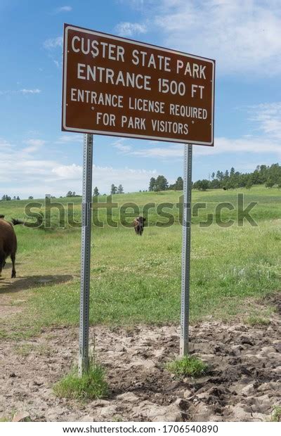 Custer SD USA 2019 07 15 Road Sign For Custer State Park Entrance