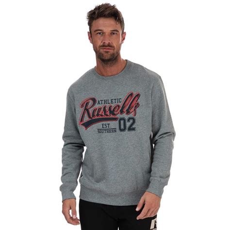 Mens Russell Athletic Crew Neck Sweatshirt In Grey Marl