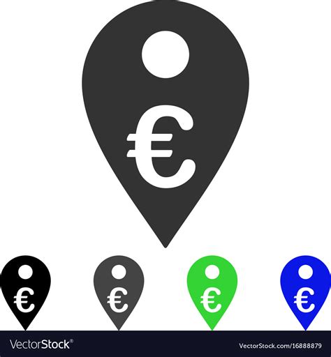 Euro Map Marker Flat Icon Royalty Free Vector Image