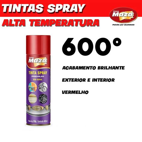 Tinta Maza Spray Alta Temperatura 600º Vermelho 400 Ml Toral Comércio