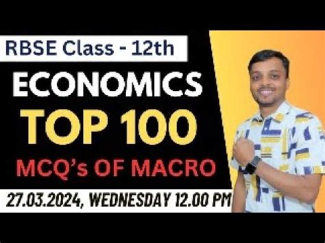 RBSE Class 12 Macroeconomics TOP 100 Most Important MCQ S RBSE Final