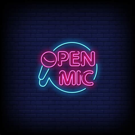 Open Mic Neon Signs Style Text Vector Vector Art At Vecteezy