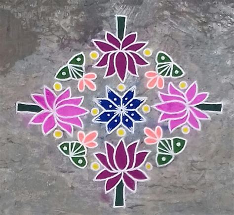 Lotus Kolam With 15 Dots Kolams Of India