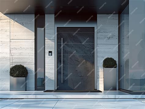 Premium Photo | There is a modern entrance with a glass door and