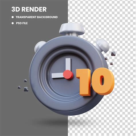 Premium PSD 3d Rendering Of Cute Icon Illustration Five Minutes Time