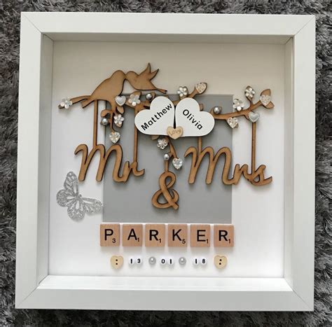 ⭐️sale⭐️handmade Personalised Wedding Day 3d Box Frame Keepsake T Mr