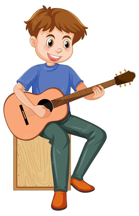 Free Vector Boy Playing Acoustic Guitar Vector