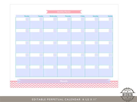 Editable Monthly Calendar Printable