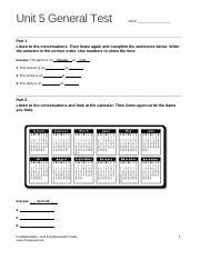 Top Notch Fundamentals Unit 5 Assessment Pdf Unit 5 General Test Name