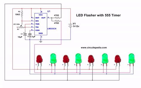 Flashing Led Circuit 555 Timer