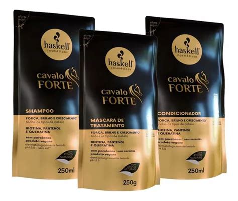 Kit Cavalo Forte Haskell Refil Shamp Cond M Sc Ml G Frete Gr Tis