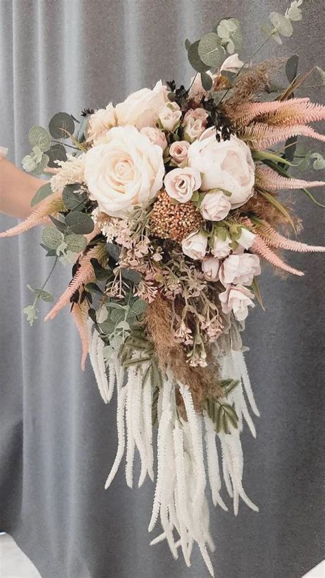 Wedding Bouquet Dusty Rose Bridal Bouquet Cascade Bouquet Blush Wedding Bouquet Dusty Rose