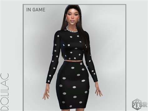 The Sims Resource Crop Polka Dot Top Set Do0120