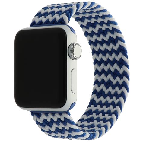 Bracelet nylon Boucle unique tressé Apple Watch mélange bleu blanc