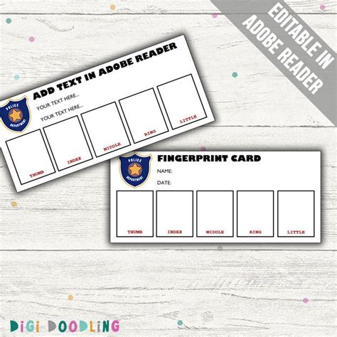 Police Party Games: Police Fingerprint Card. Editable PDF. | Etsy