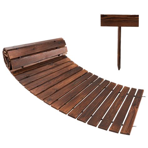 Spurgehom 8ft Wooden Garden Pathway Curved Outdoor Walkway Roll Out