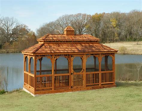 Red Cedar Double Roof Rectangle Gazebos Gazebos By Style