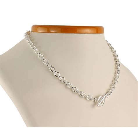 Ladies Solid Sterling Silver Hallmarked T Bar Necklace