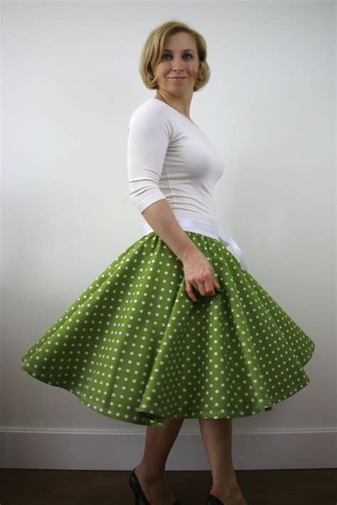 Green Polka Dot Full Circle Skirt For Women Rockabilly Skirt Etsy