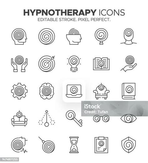 Hypnotherapy Icon Set Mindfulness And Therapy Symbols Stock