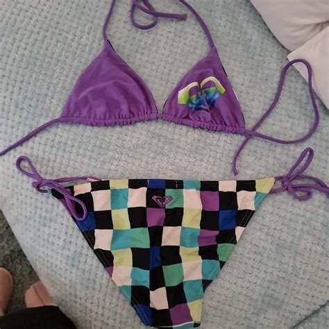 Roxy Bikini With Reversible Bikini Top Size Depop