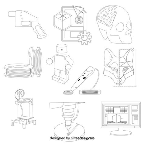 3d Printing Icons Black And White Vector Free Download