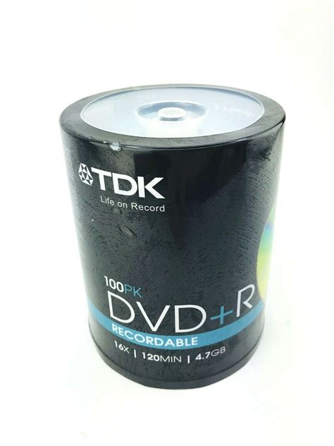 TDK DVD R Recordable 1 16X 4 7Gb 100 Pack Spindle New Recording Media