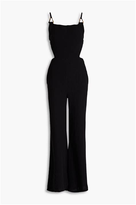 Simkhai Cutout Textured Cotton Gauze Jumpsuit The Outnet