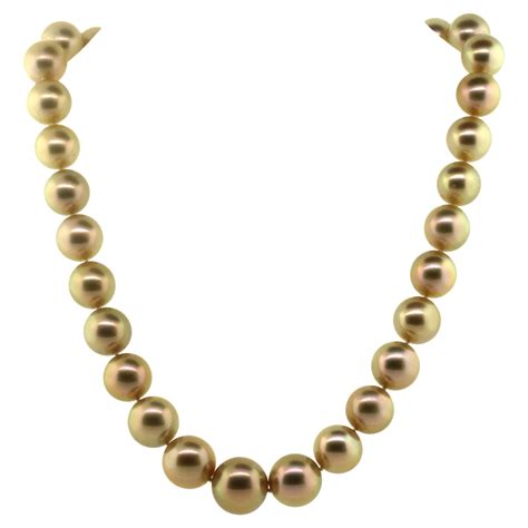 Hakimoto X Mm Deep Natural Golden South Sea Necklace K Diamond