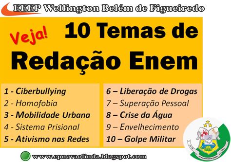 Temas Para Redação Do Enem 2017