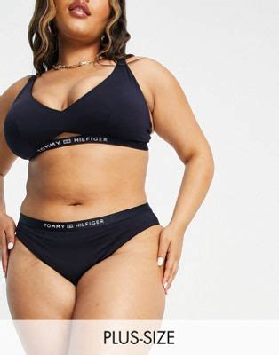 Tommy Hilfiger Curve Logo Tape Bikini Bottom In Navy ASOS