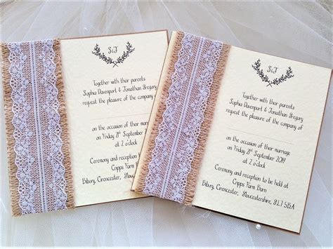 Burlap And Lace Wedding Invites Rustic Wedding Invites £2 50