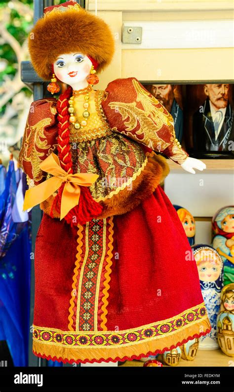 A Doll In The Traditional Russian Costume On Sale In Saint Petersburg