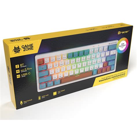 Tastatura Tracer EVO Hot Swap GameZone Mecanic Iluminare RGB US Cu Fir Fara Fir Alb