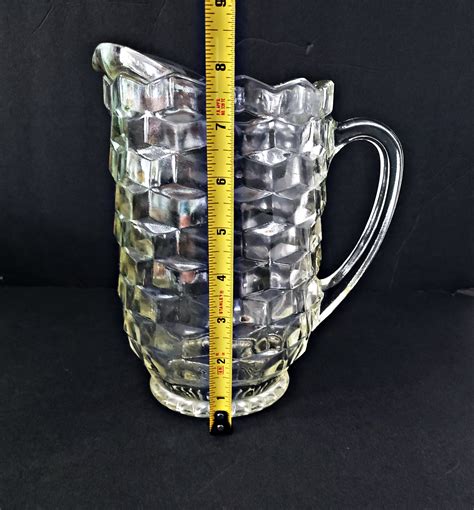 Large Vintage Clear Cubist Or Whitehall Pattern Pitcher Indiana Glass