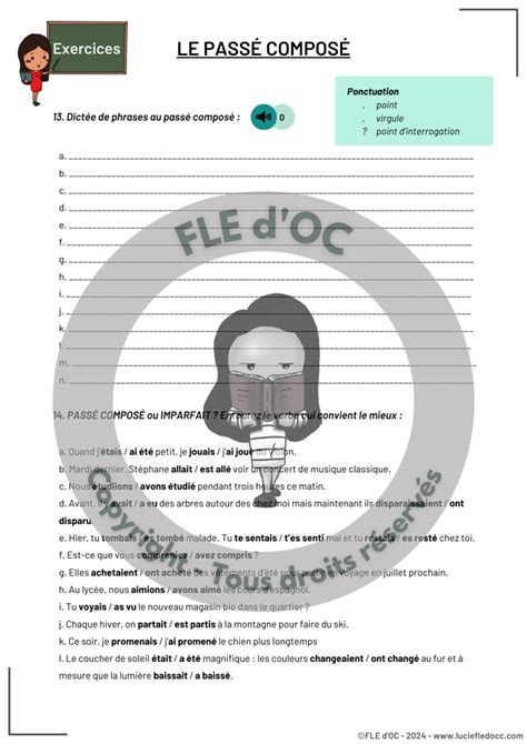 Cahier Dexercices Le Passé Composé A2 B1 Fle Doc Français Frenchs Ko Fi Shop Ko