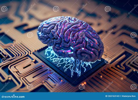 Concetto Di Intelligenza Artificiale Cervello Umano Collegato All