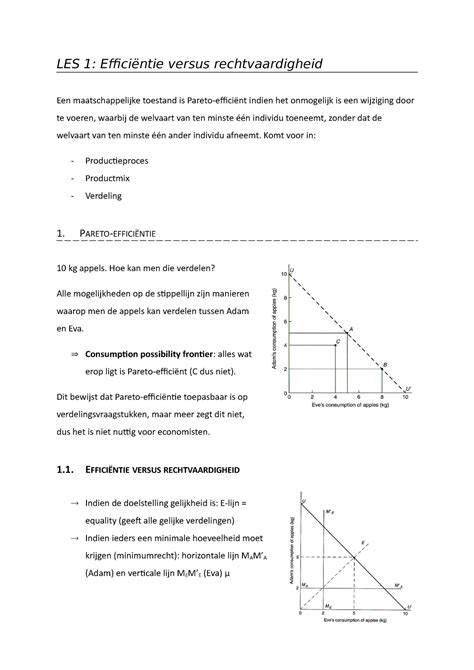 SMV SEA Samenvatting Sociaal economische analyse LES 1 Efficiëntie