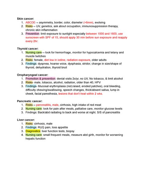 Med Surg II Exam 3 COndesnsed And Sent Skin Cancer 1 ABCDE